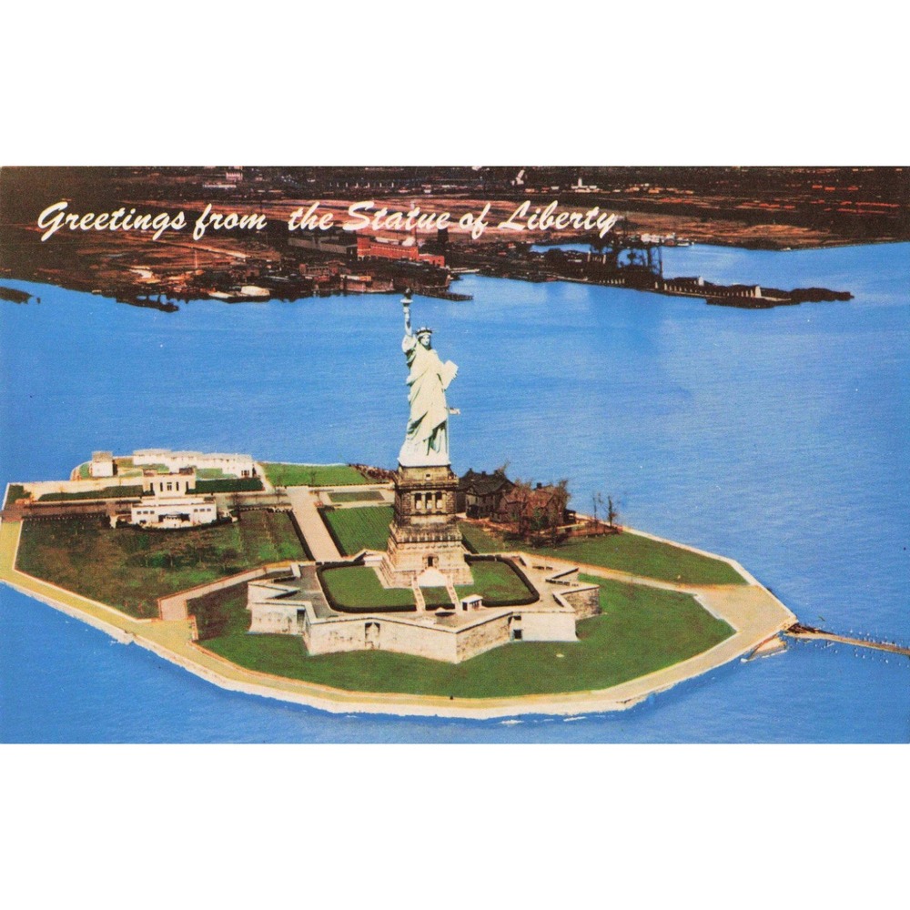 Vintage Statue of Liberty Postcard New York Aerial View Alfred Mainzer C6267 - Picture 1 of 2